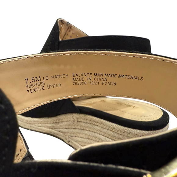 Liz Claiborne Wedge Sandals Size 7.5 Black - Picture 9 of 10